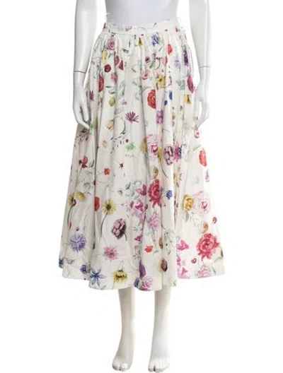 Pre-owned Dior Floral Print Midi Length Skirt In Neutrals