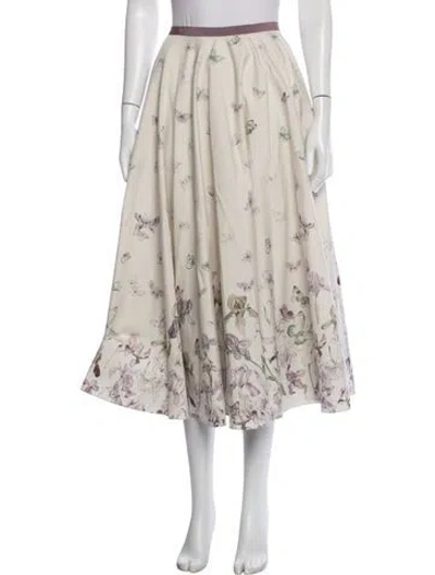 Pre-owned Dior Floral Print Midi Length Skirt In Neutrals
