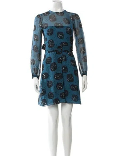 Pre-owned Dior Floral Print Mini Dress In Blue