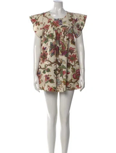 Pre-owned Dior Floral Print Mini Dress In Neutral