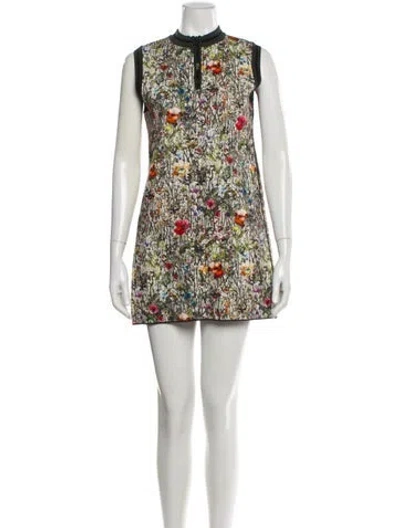 Pre-owned Dior Floral Print Mini Dress In White
