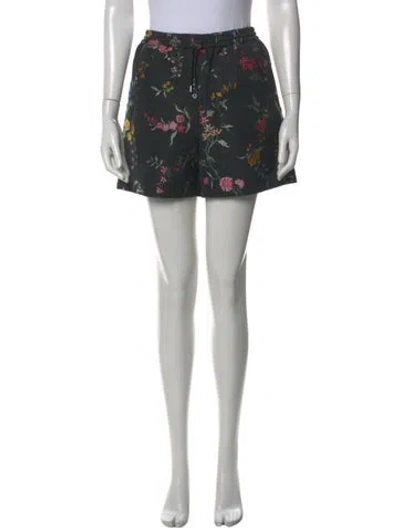 Pre-owned Dior Floral Print Mini Shorts In Blue