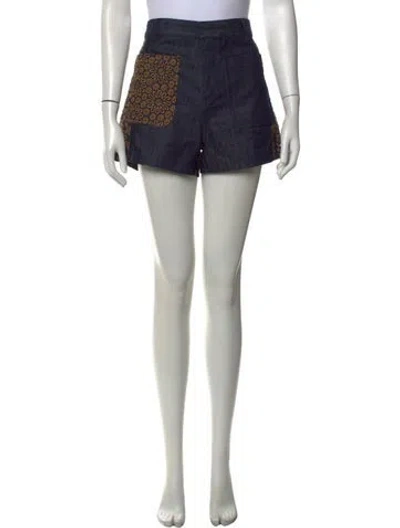 Pre-owned Dior Floral Print Mini Shorts In Blue