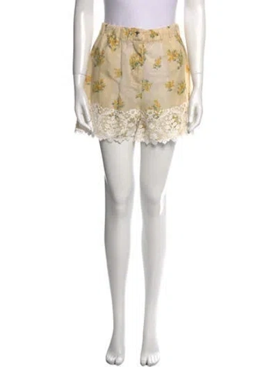Pre-owned Dior Floral Print Mini Shorts In Neutral
