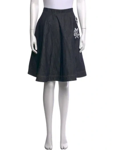 Pre-owned Dior Floral Print Mini Skirt In Blue