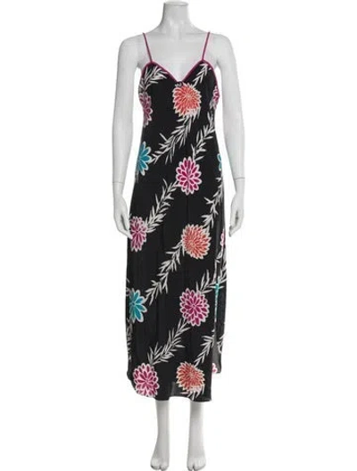 Pre-owned Dior Floral Print Nightgown In Black