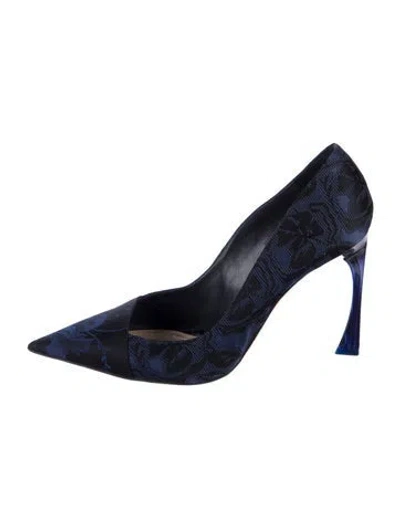 Pre-owned Dior Floral Print Pumps In Blue