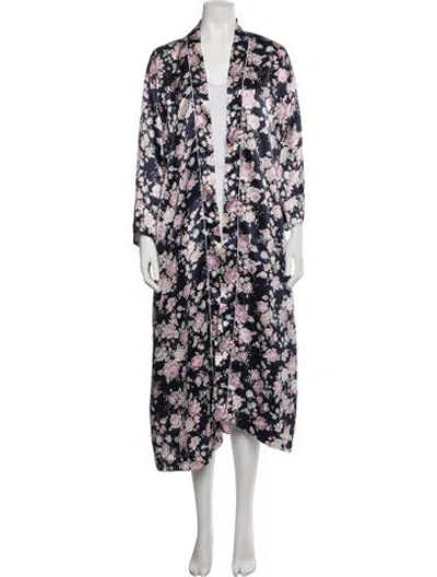 Pre-owned Dior Floral Print Robe In Blue