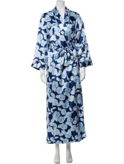 Pre-owned Dior Floral Print Robe In Blue