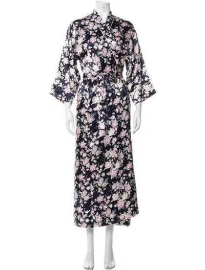 Pre-owned Dior Floral Print Robe In Blue