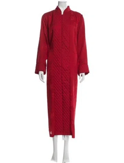 Pre-owned Dior Floral Print Robe In Red