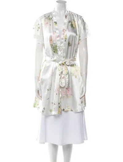 Pre-owned Dior Floral Print Robe In White
