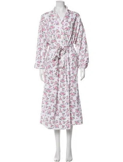 Pre-owned Dior Floral Print Robe In White