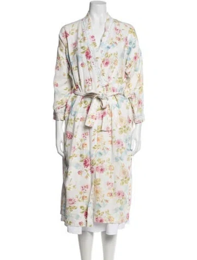 Pre-owned Dior Floral Print Robe In White
