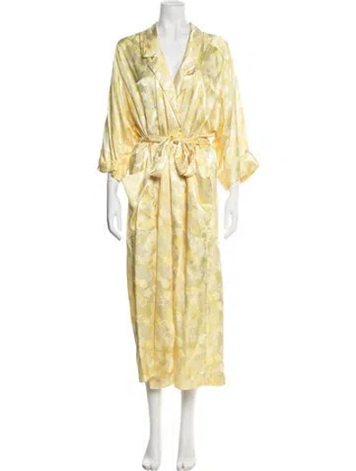Pre-owned Dior Floral Print Robe In Yellow