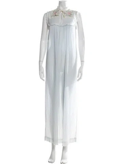 Pre-owned Dior Floral Print Ruffle Embellishment Nightgown In Blue