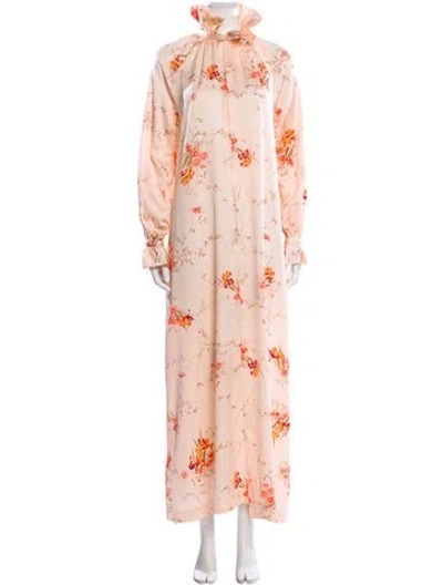 Pre-owned Dior Floral Print Ruffle Embellishment Nightgown In Neutral