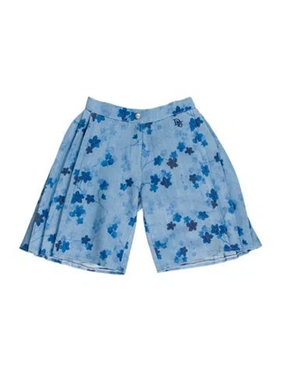 Pre-owned Dior Kids' Floral Print Shorts In Blue