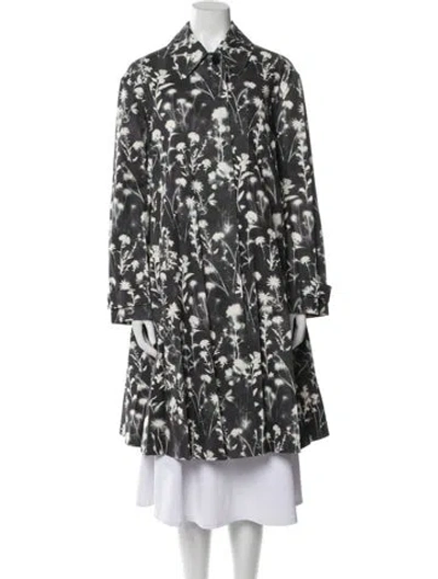 Pre-owned Dior Floral Print Trench Coat In Gray