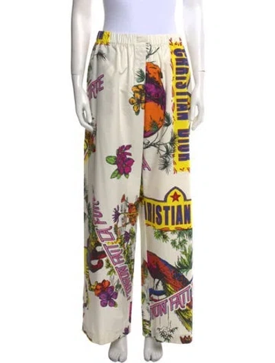 Pre-owned Dior Floral Print Wide Leg Pants In Multi