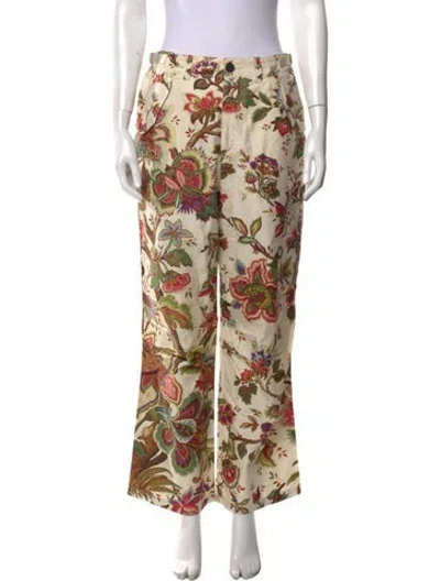Pre-owned Dior Floral Print Wide Leg Pants In Neutrals/purple/red