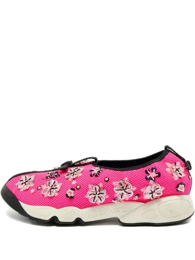 Pre-owned Dior Floral Trainers In Pink