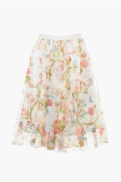 Dior Floral Tulle Skirt In Multi