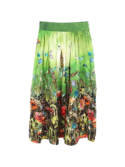 Pre-owned Dior Floral-pattern Skirt In Green