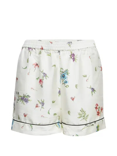 Pre-owned Dior Floral-print Pajama Shorts In Neutrals