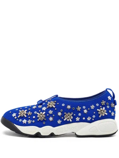 Pre-owned Dior Flower-embellished Slip-on Sneakers