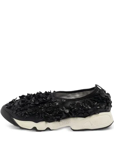 Pre-owned Dior Flower-embellished Slip-on Sneakers