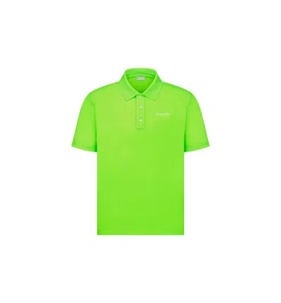 Dior Fluorescent Green Technical Piqué Polo Shirt
