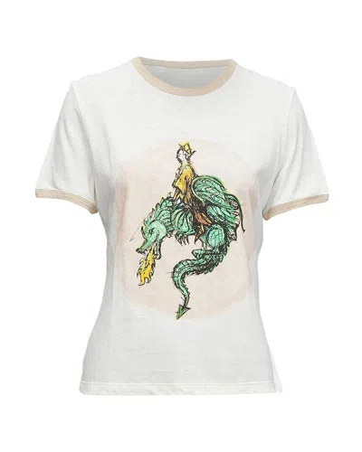 Pre-owned Dior Foil Print T-shirt In White/cream