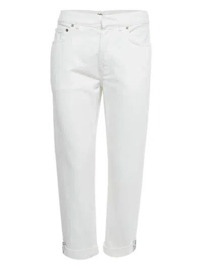 Pre-owned Dior Folded-hem Mid-rise Trousers In White