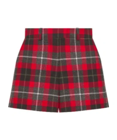 Dior Freshly Cut Wool Checked Shorts In Red