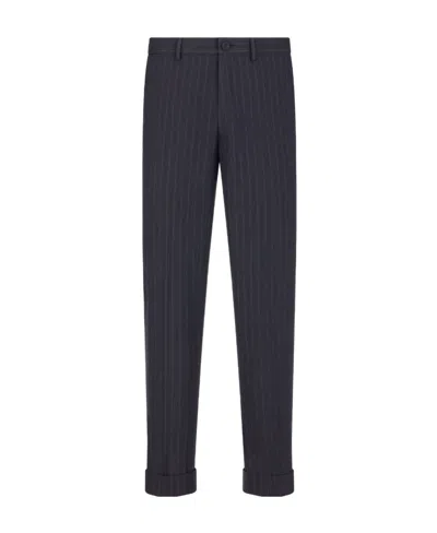 Dior Frilly Striped Casual Pants In Black