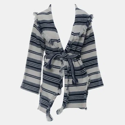 Pre-owned Dior Fringe-edges Belted Knit Cardigan In Multicolor