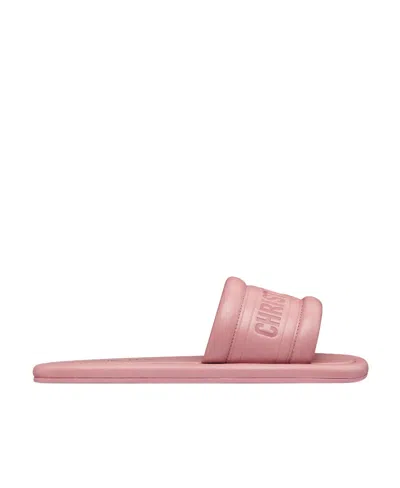 Dior Front Logo Slippers In Pink