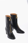 DIOR FRONT ZIPPED LEATHER BOOTIES HEEL 7 CM