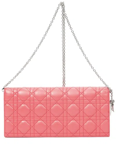 Dior Fuchsia Pink Cannage Lambskin Cannage Chain Clutch (authentic Pre-loved)