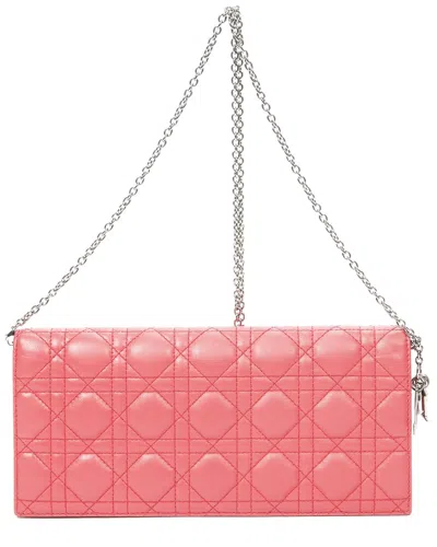 Pre-owned Dior Fuchsia Pink Cannage Lambskin Leather Cannage Chain Clutch (authentic  Pre-loved)