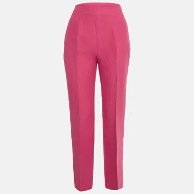 Pre-owned Dior Fuchsia Pink Wool Blend Straight Leg Trousers M