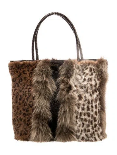 Pre-owned Dior Fur Multi-fur Tote Vintage In Brown