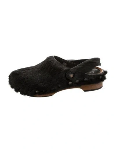 Pre-owned Dior Fur Slingback Flats In Black