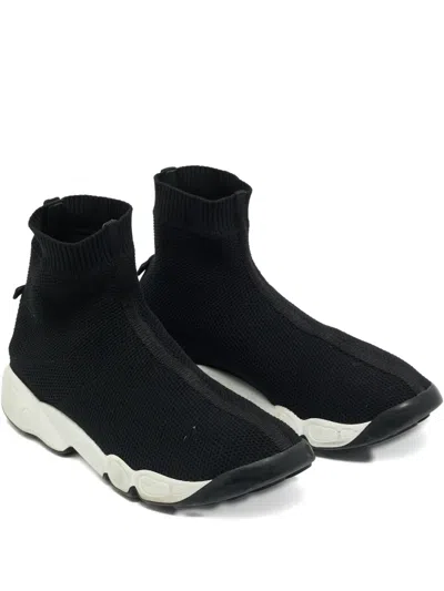 Pre-owned Dior Fusion 2.0 Knitted Sneakers In Black