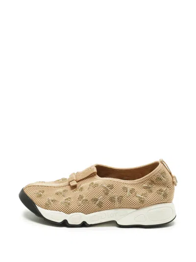 Pre-owned Dior Fusion Bee-embellished Sneakers In Neutral