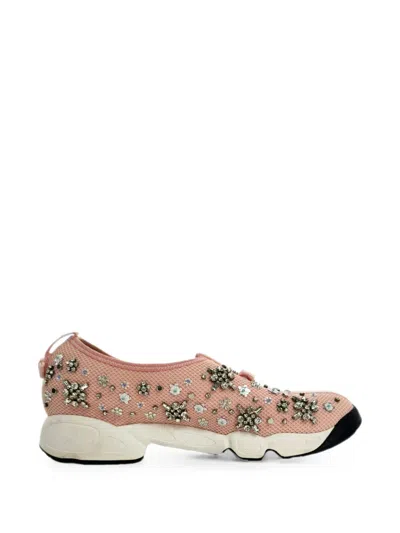 Pre-owned Dior Fusion Crystal-embellished Sneakers In Pink