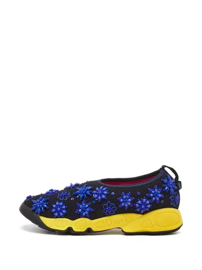 Pre-owned Dior Fusion Embellished Mesh Sneakers In Black