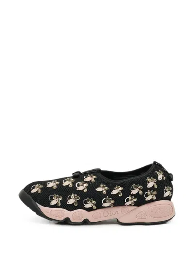 Pre-owned Dior Fusion Embellished Sneakers In Black
