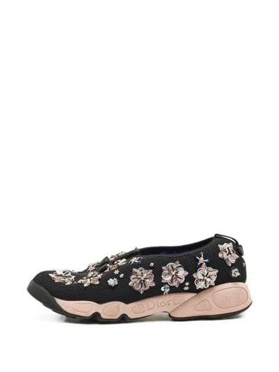 Pre-owned Dior Fusion Embellished Sneakers In Black